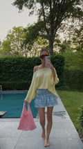 Trui off shoulder geel korte mouw