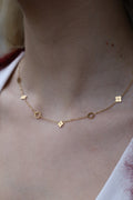 Gouden ketting klavertjes & rondjes