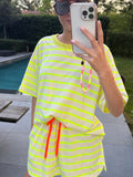 Telefoonkoord geel, licht roze en fluo roze