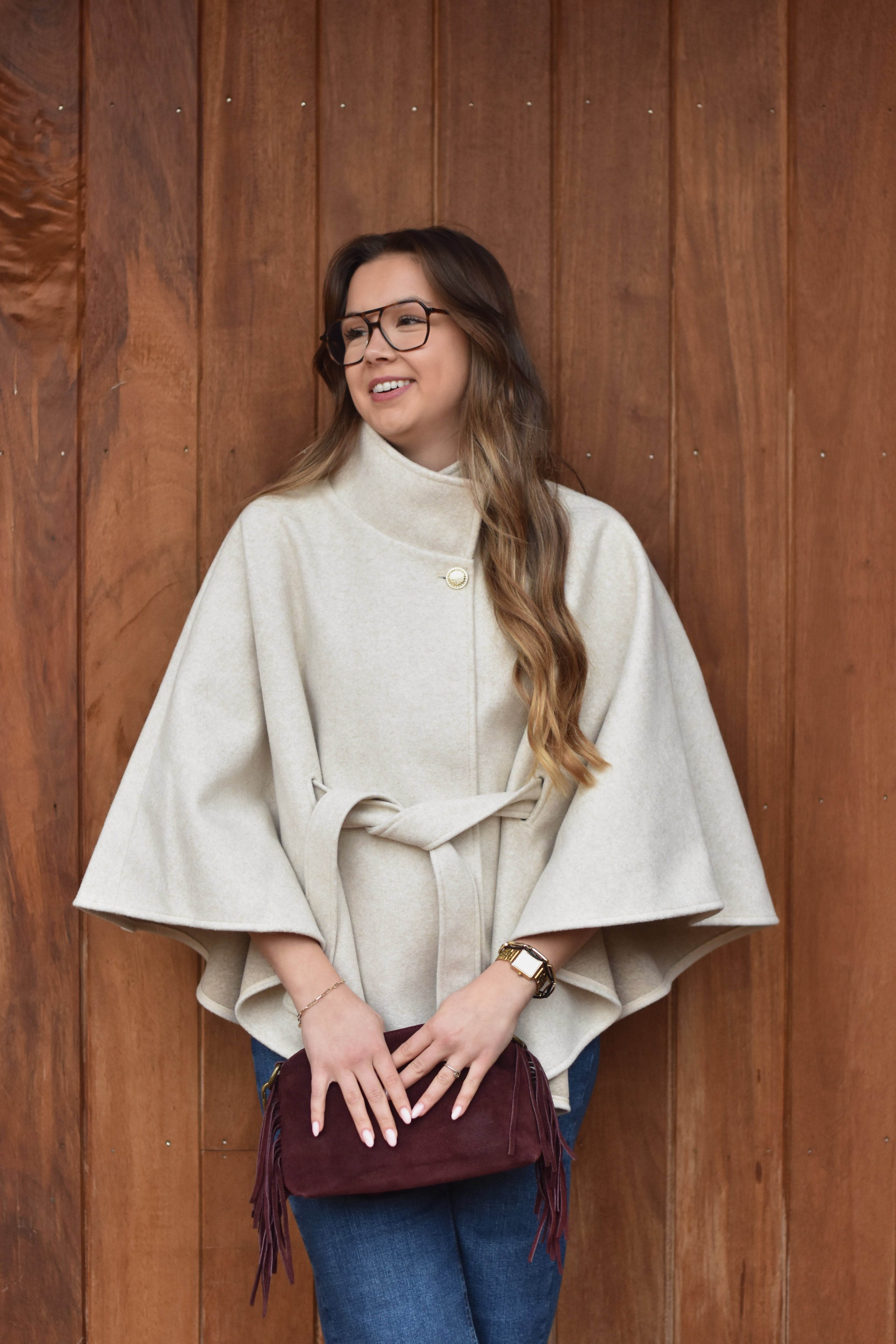 Bordeaux handtas met franjes