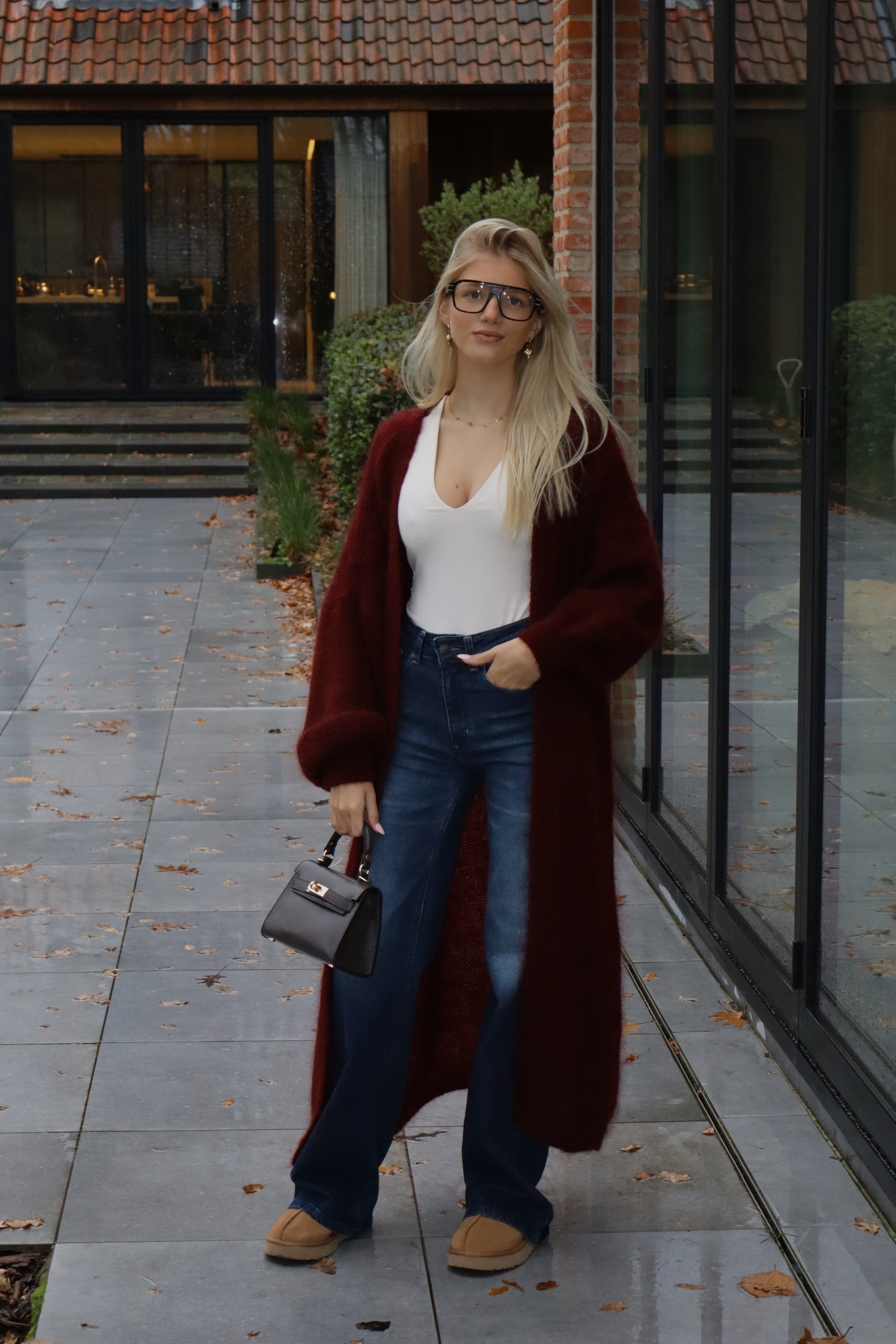 Bordeaux lange gilet