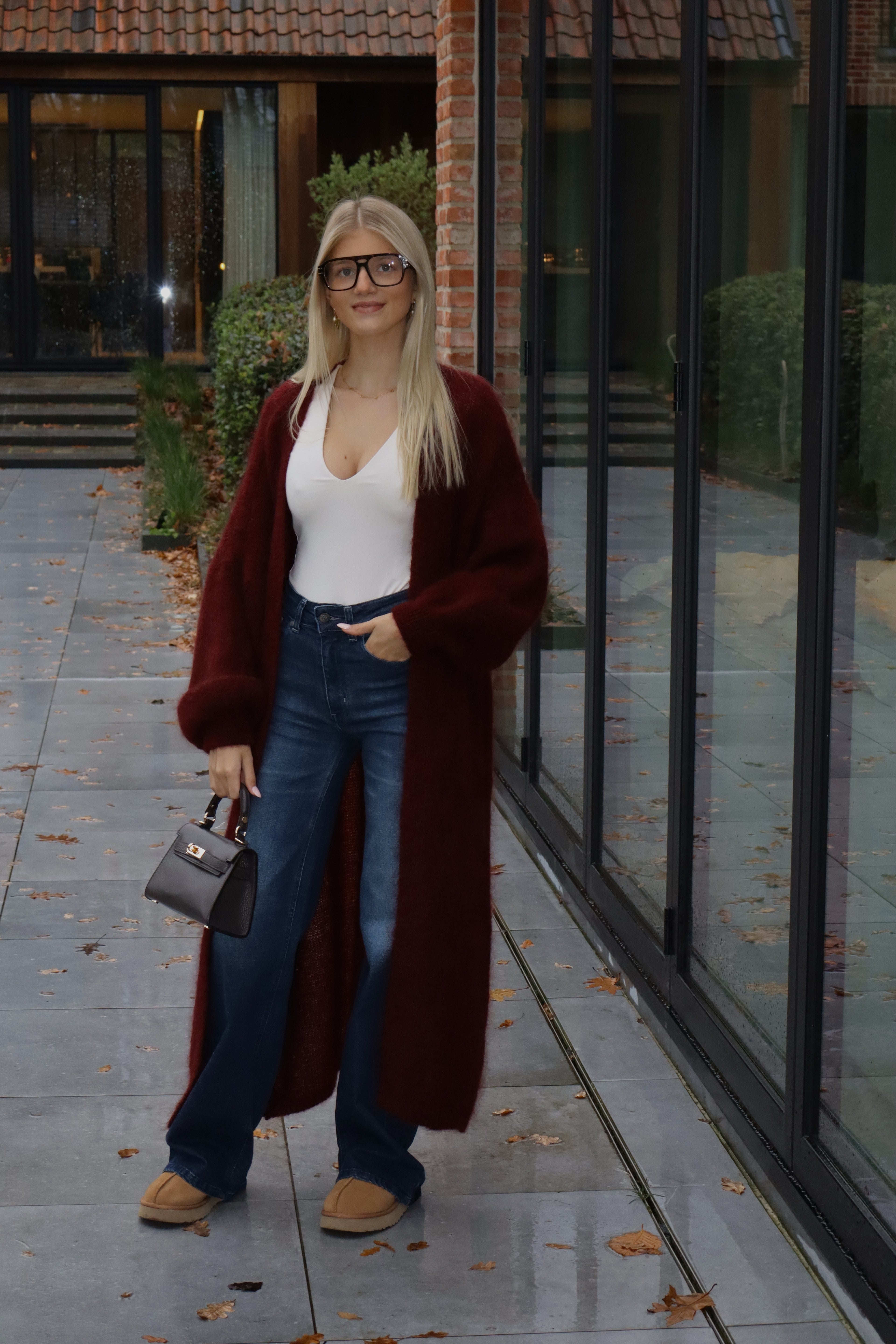 Bordeaux lange gilet