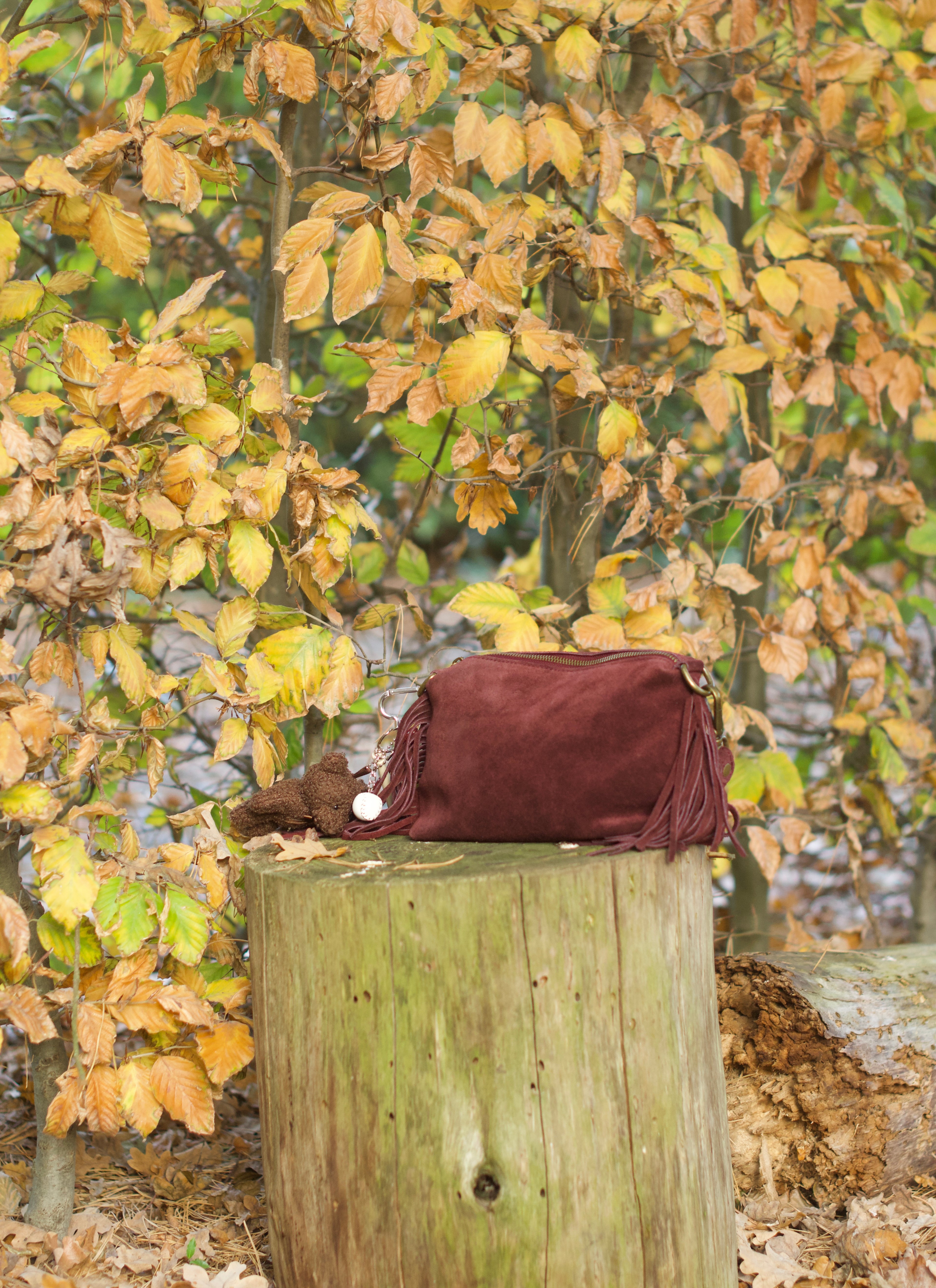 Bordeaux handtas met franjes