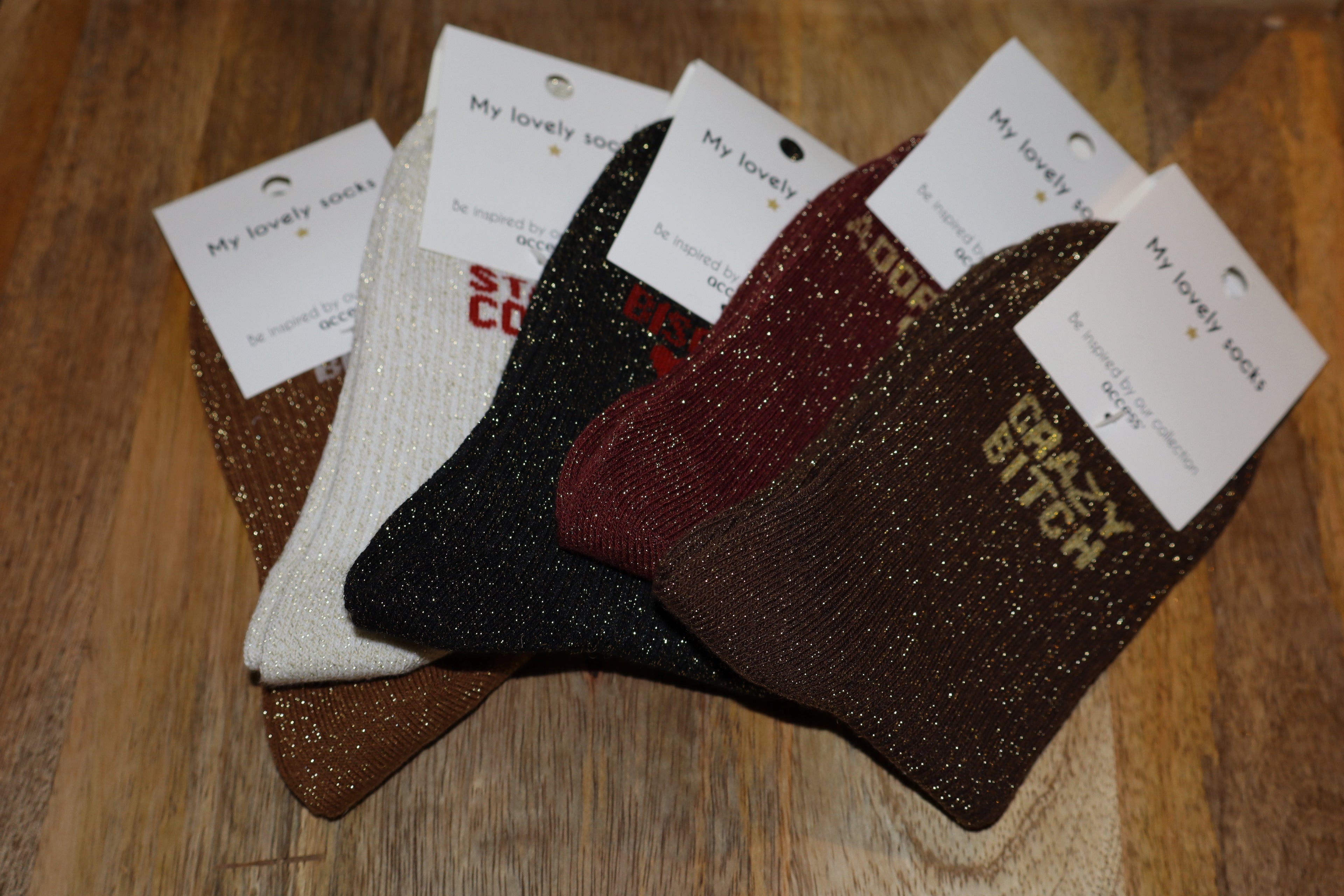 Bordeaux glitter sokken