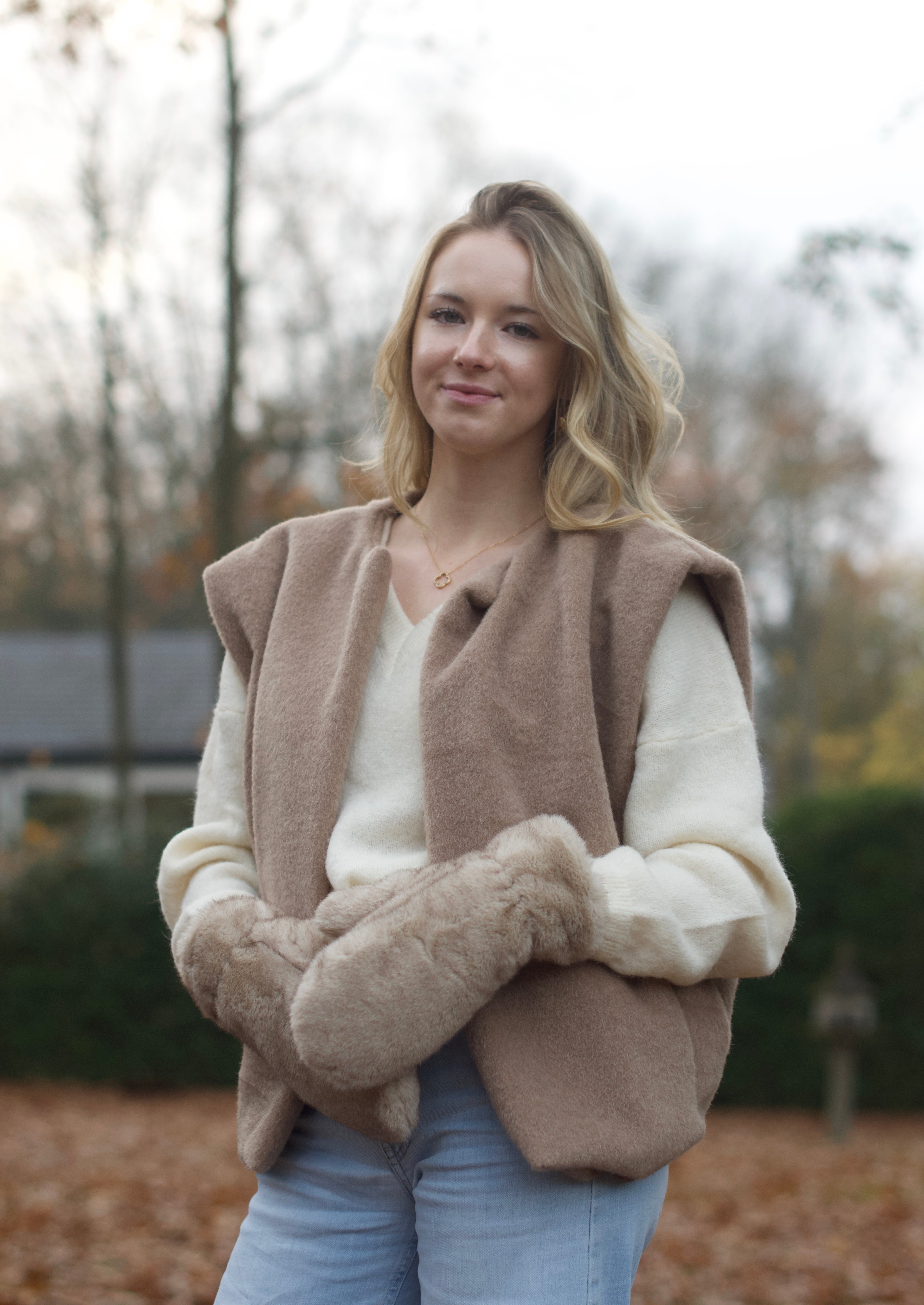 Licht bruine bodywarmer