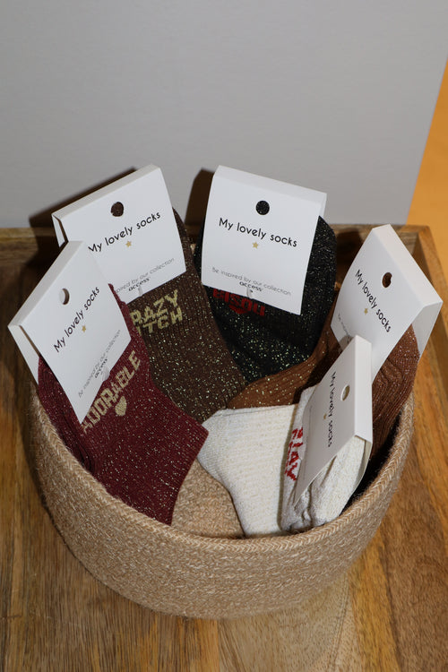 Bordeaux glitter sokken