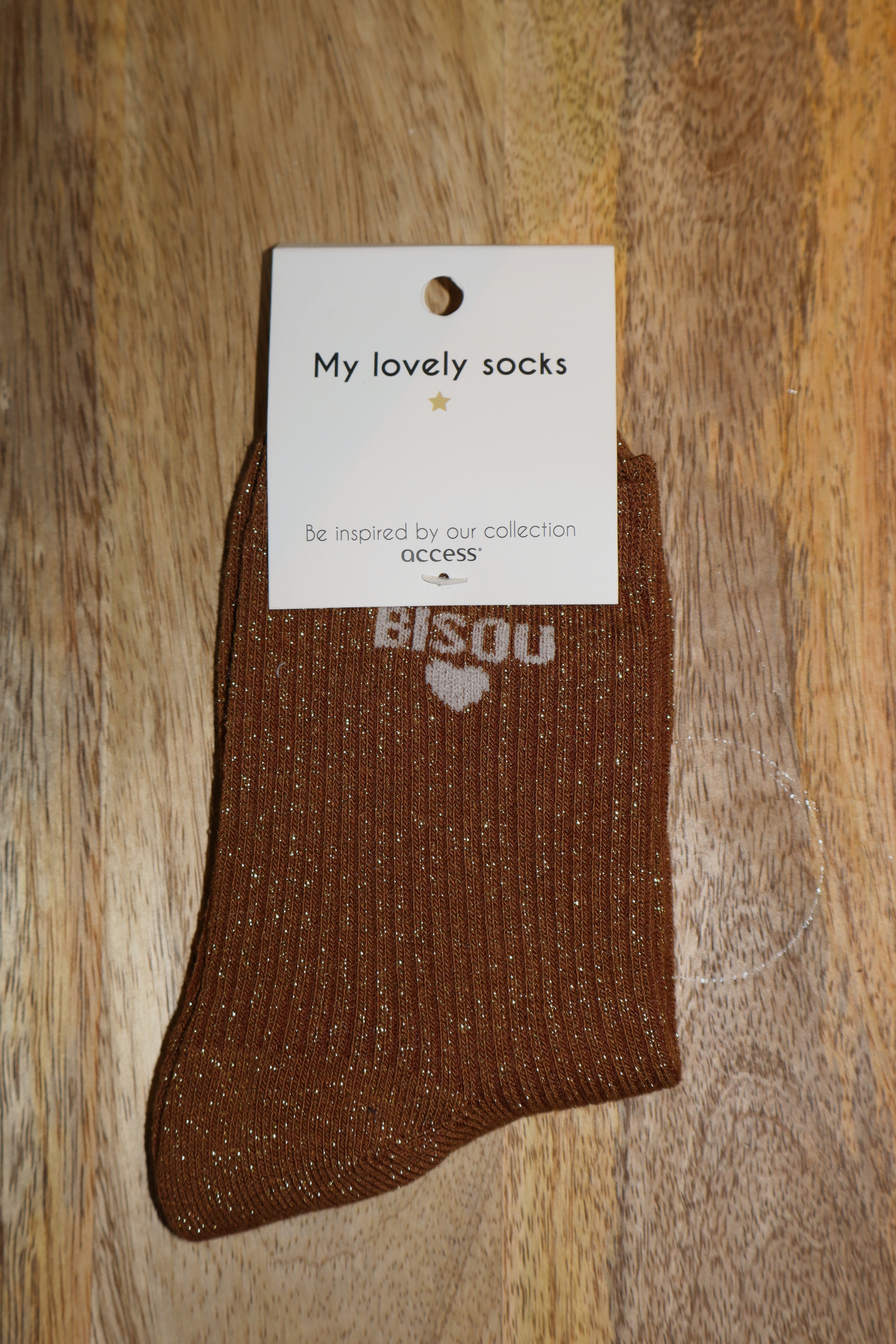 Licht bruine sokken met glitters